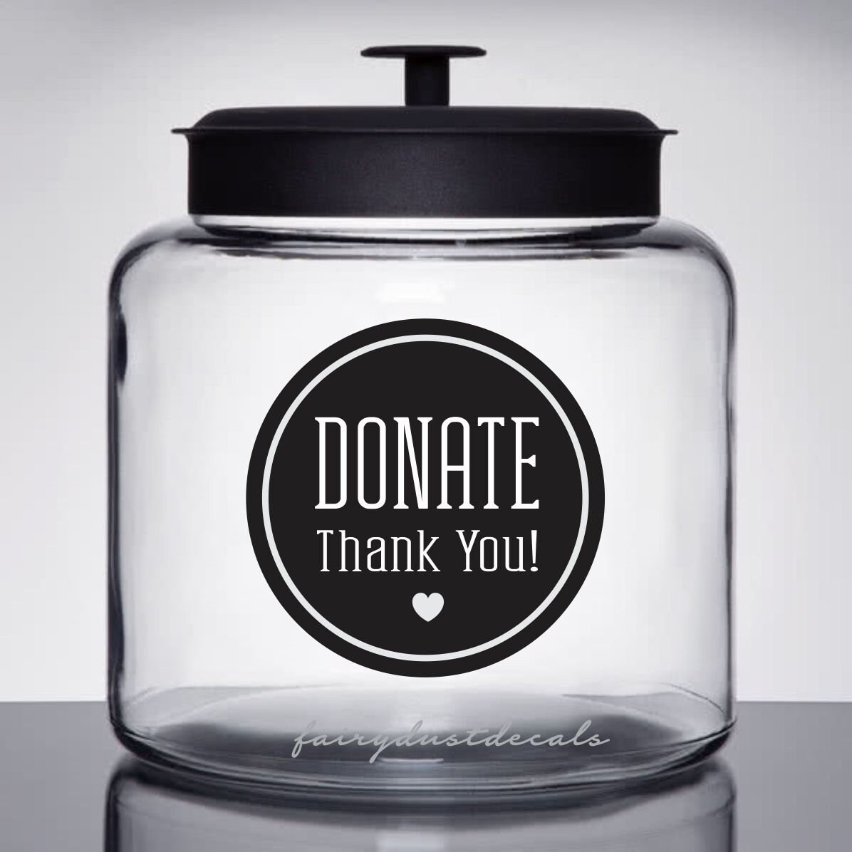 Donation Money Jar Decal Glass Canister Vinyl Label Charity Etsy