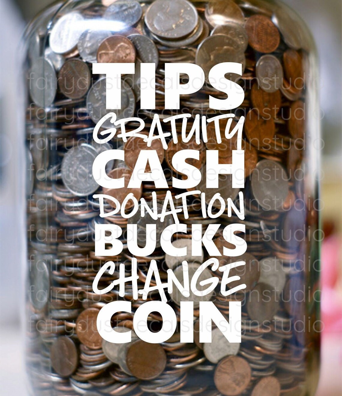 Tips Decal gratuity jar label bartender waitress gift | Etsy