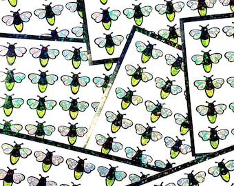 Lightning Bug Stickers, set of 35 firefly decals.