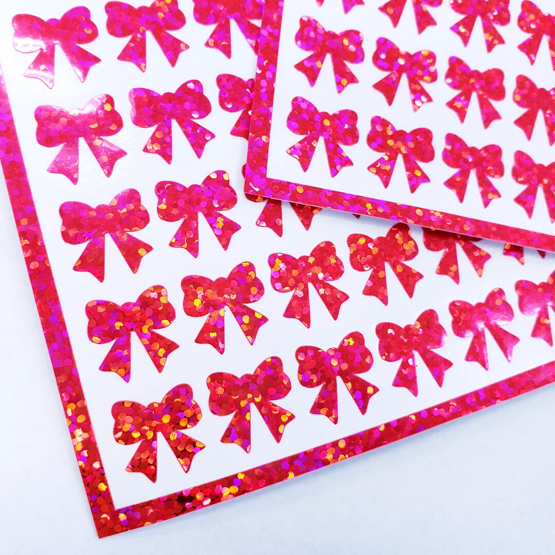 Bubblegum Pink Ribbon Stickers, Set of 96 Tiny Bow Decorative Stickers ...