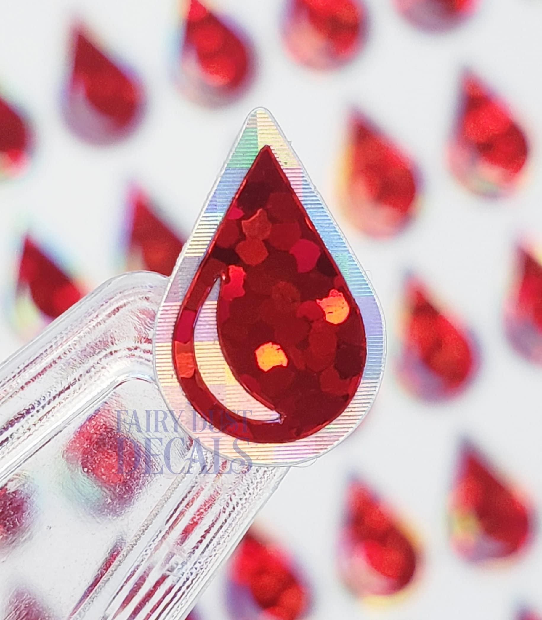 Red Blood Drop Sticker Sheet, Set of 136 Sparkling Red Vinyl Decals ...