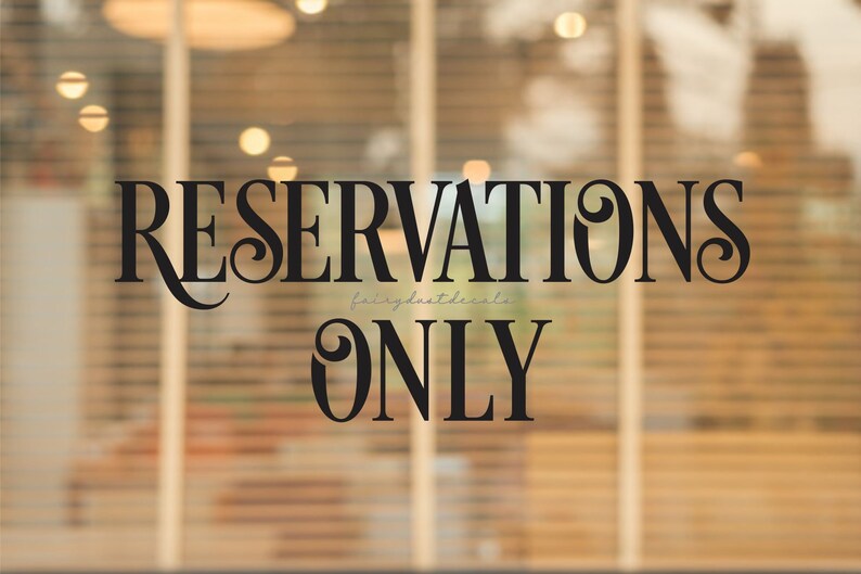 Reservations only decal restaurant window sticker small  etsy