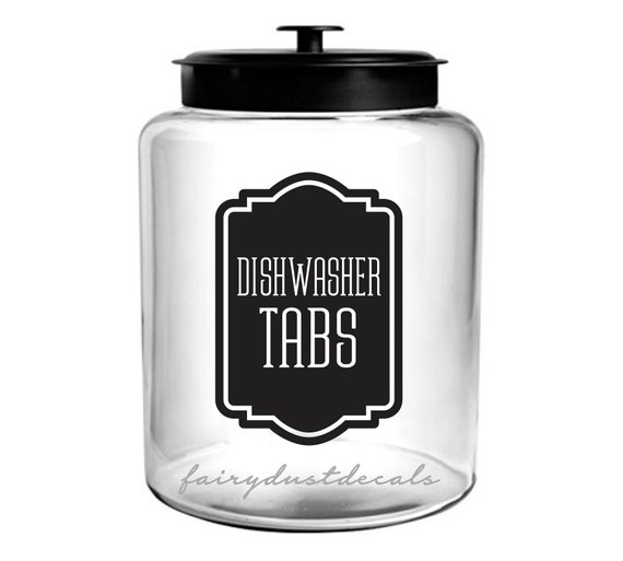 Items similar to Dishwasher Tabs Label for glass canister, dishwasher detergent soap tabs vinyl ...