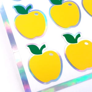 Yellow Apple Stickers: Vinyl Decals for Teachers, Planners - Set of 30