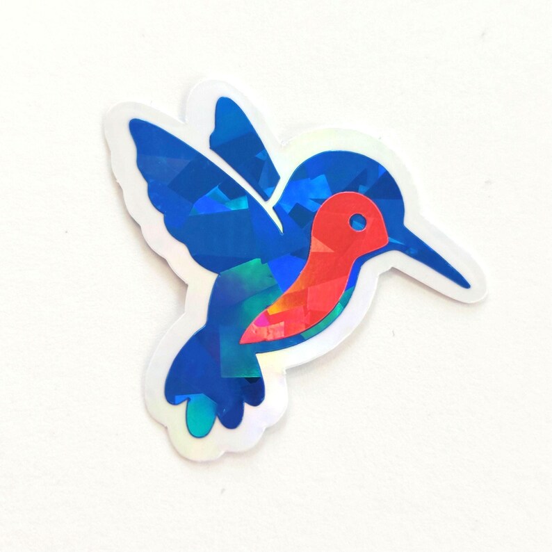Blue Hummingbirds Mini Sticker Set, Sparkly Vinyl Birds for Crafts ...