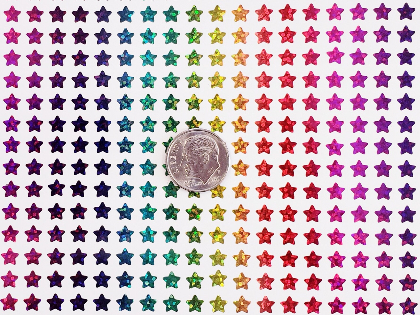 Extra Small Star Stickers Set of 490 Silver Holo Deco Glitter 