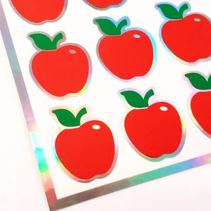 Red Apple Stickers - Set of 30 Vinyl Decals for Teachers & Journals
