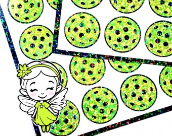 Pickleball stickers, set of 48 bright yellow ball stickers for pickle ball enthusiasts, the pickleball fan gift.