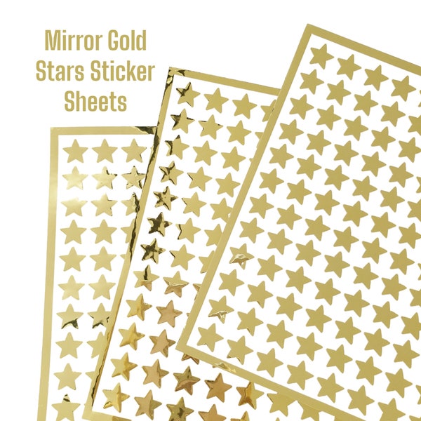 Gold Stars Stickers, set of 192 small mirror gold star stickers for wedding meal choice cards, goal and reward charts and journals.