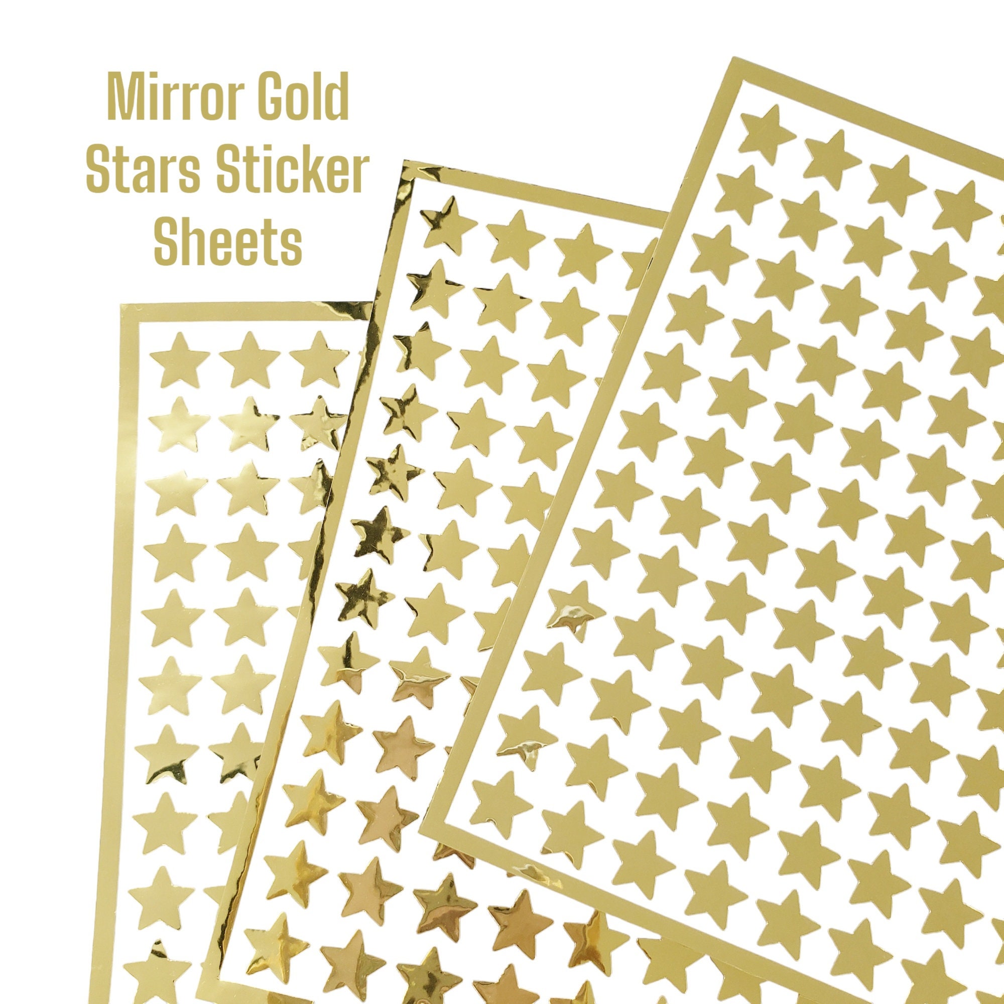 Gold Stars Sticker Sheet, Set of 192 Small Mirror Gold Star Stickers for  Wedding Meal Choice Cards, Goal and Reward Charts and Journals. 