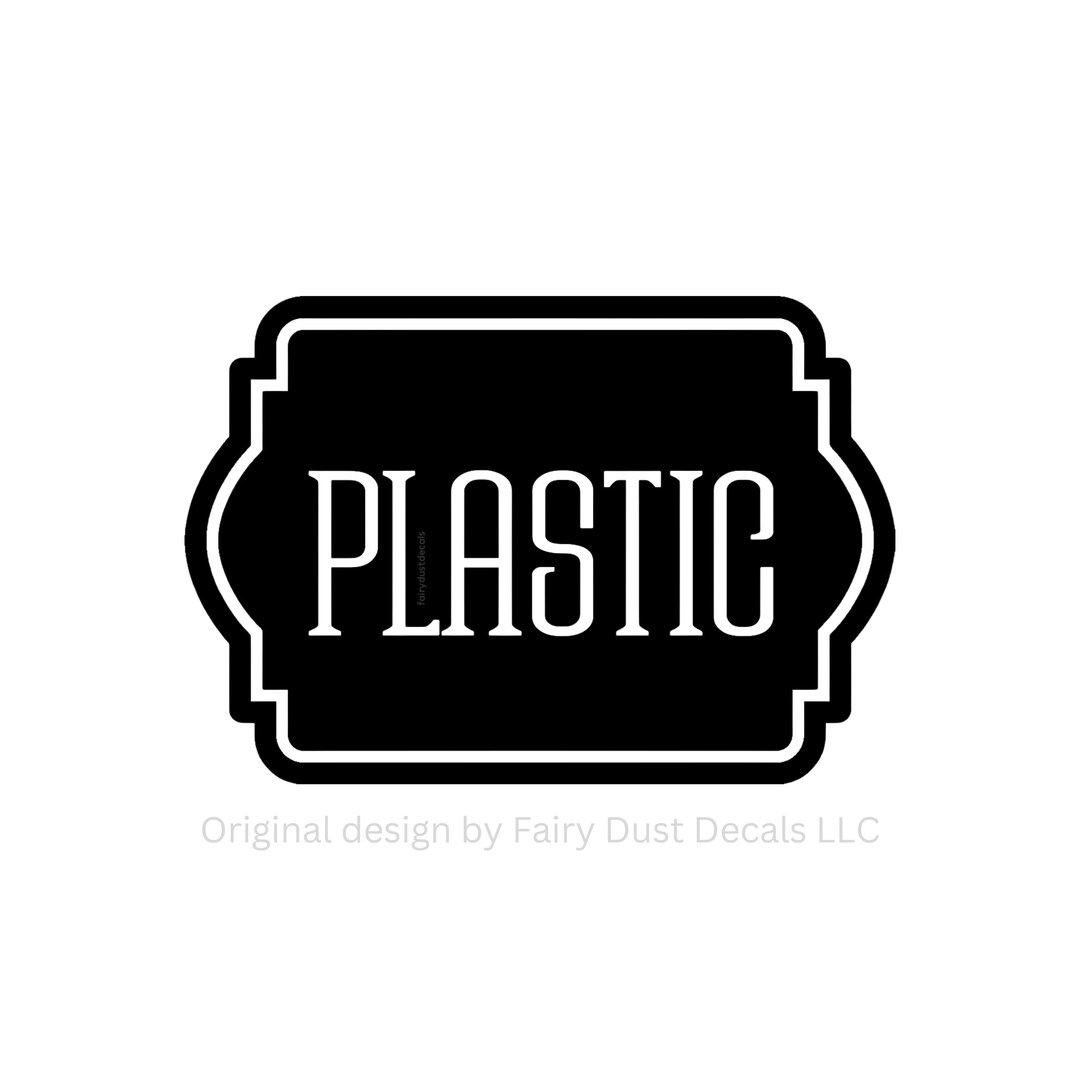 Recycle Plastic Decal, Computer Cut Vinyl Decal, Trash Barrel and