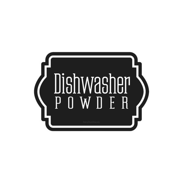 Dishwasher Powder Decal, kitchen cleaning products home organization, container label for dish washing soap, farmhouse style decor