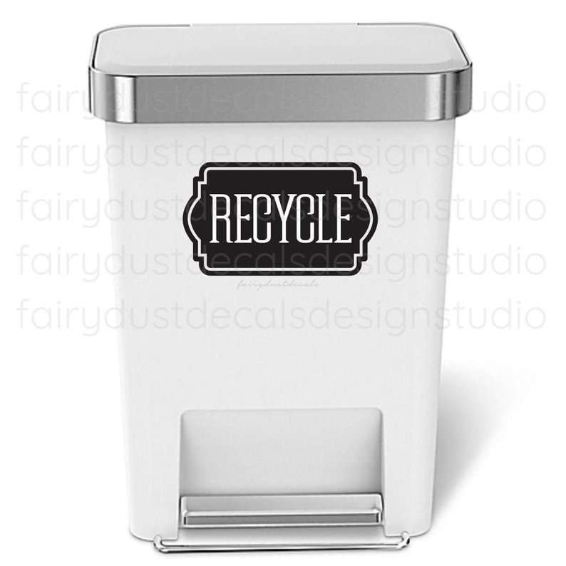 recycle decal trash can label computer cut vinyl decal for