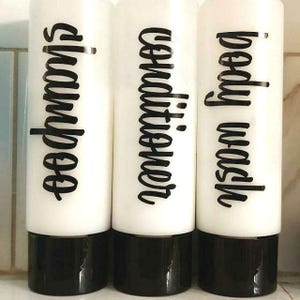 Shampoo Conditioner Body Wash Label Set, soap dispenser bottle vinyl decals