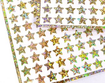 Gold Star Stickers, Set of 192 sparkly golden stars for Wedding Cards, Reward Charts, journaling, scrapbook pages and Crafts.