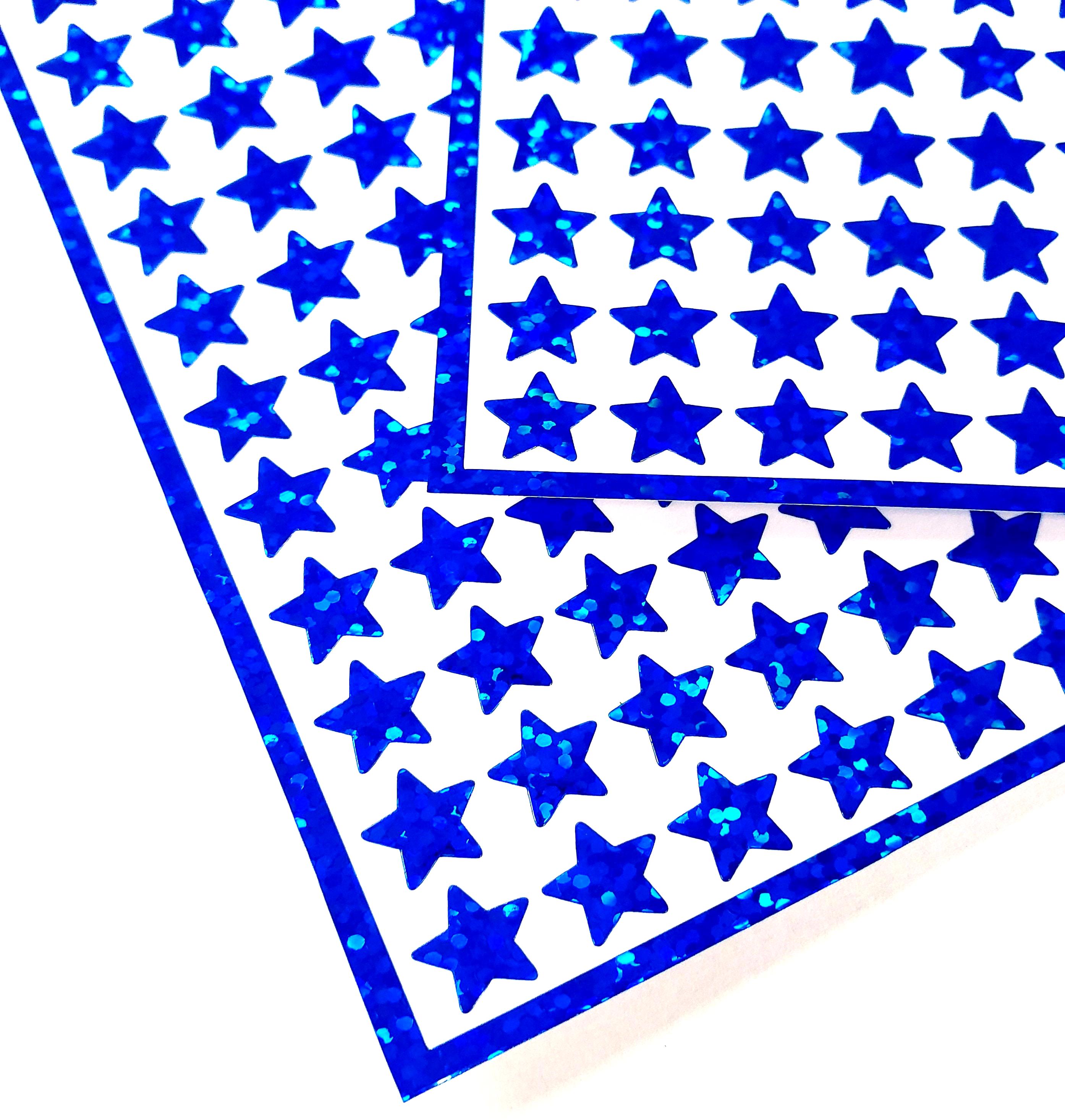 Blue Star Stickers, set of 192 small sparkly stars, vinyl decals for scrapbook pages, journals, planners, charts, stationery and crafts.