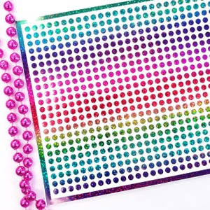 Extra Small Rainbow Dot Stickers, set of 750 micro sized multi color vinyl sparkle dots for daily journals, top loader sleeves and planners.