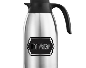 Hot Water Decal, wedding dessert coffee and tea station vinyl decals, DECAL ONLY