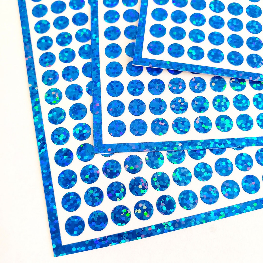Blue Dots Sticker Sheet Set of 368 Small Bright Blue Glitter Etsy