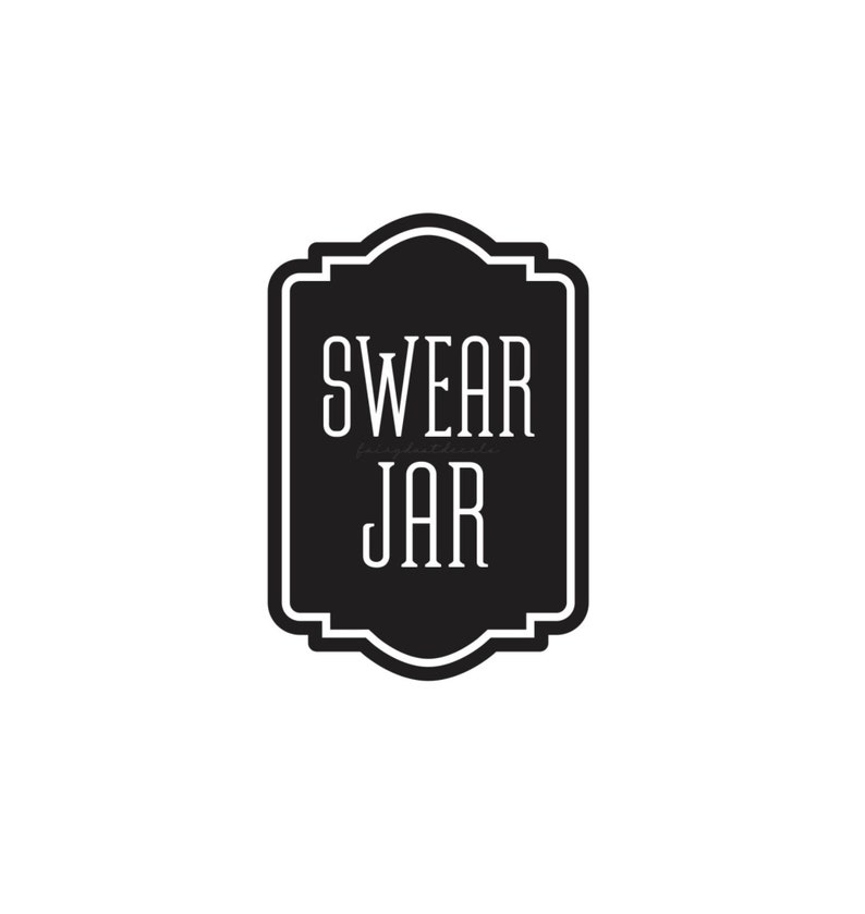 swear jar decal glass canister label curse word money jar