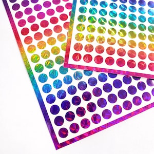 Rainbow Holographic Dot Stickers: 368 Vinyl Decals