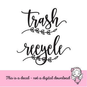 Trash and Recycle Decal Set, computer cut vinyl stickers for trash and recycling, garage and kitchen organizer, trash sign, recycle label
