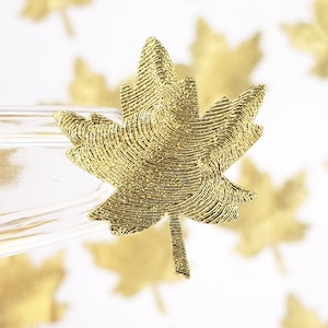 Gold Maple Leaf Stickers, set of 45 gold leaves for Fall decorations, wedding decals for invitations, envelopes, place cards and meal choice