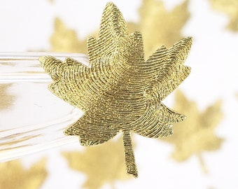 Gold Maple Leaf Stickers, set of 45 gold leaves for Fall decorations, wedding decals for invitations, envelopes, place cards and meal choice