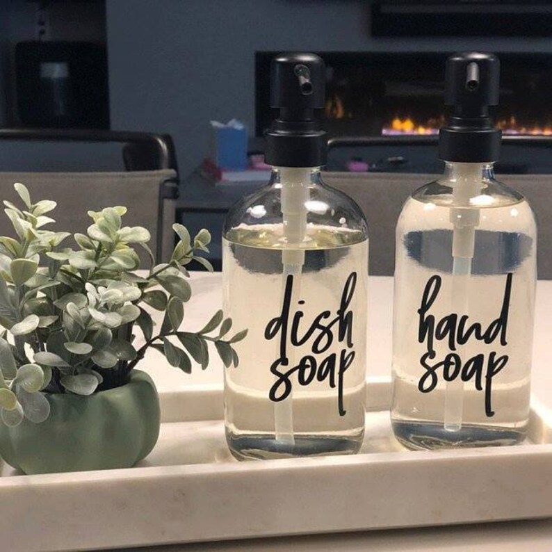 Hand Soap and Dish Soap dispenser bottle decals set of 2 Etsy