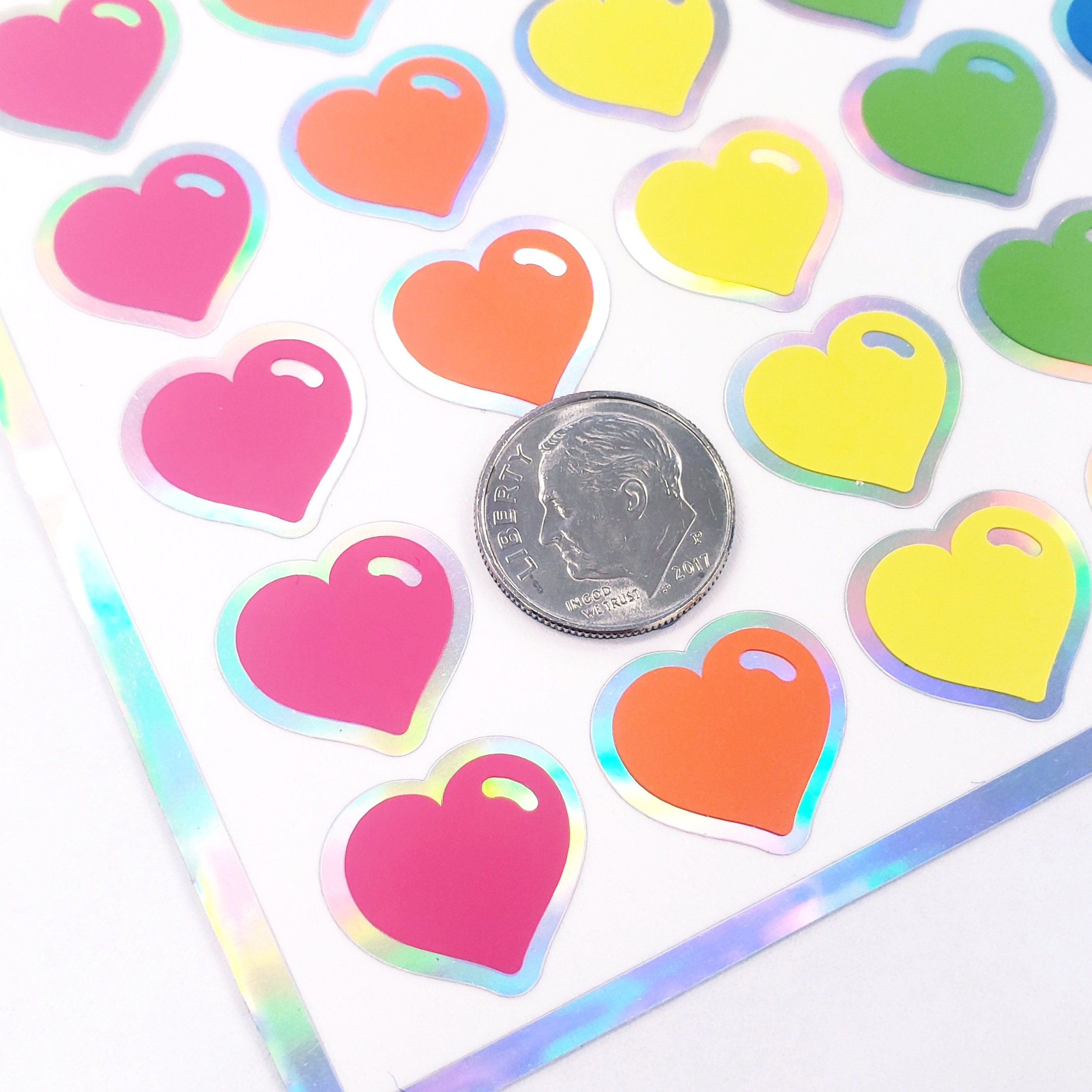 Heart Stickers, Set of 60 Small Vinyl Kawaii Style Hearts for ...