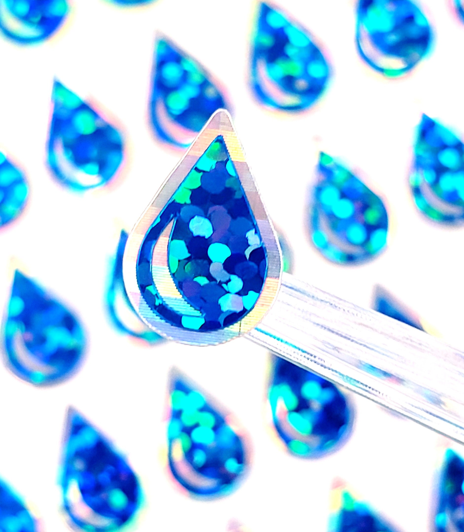 Blue Water Drop Stickers, Set of 136 Sparkling Blue Raindrop Vinyl ...