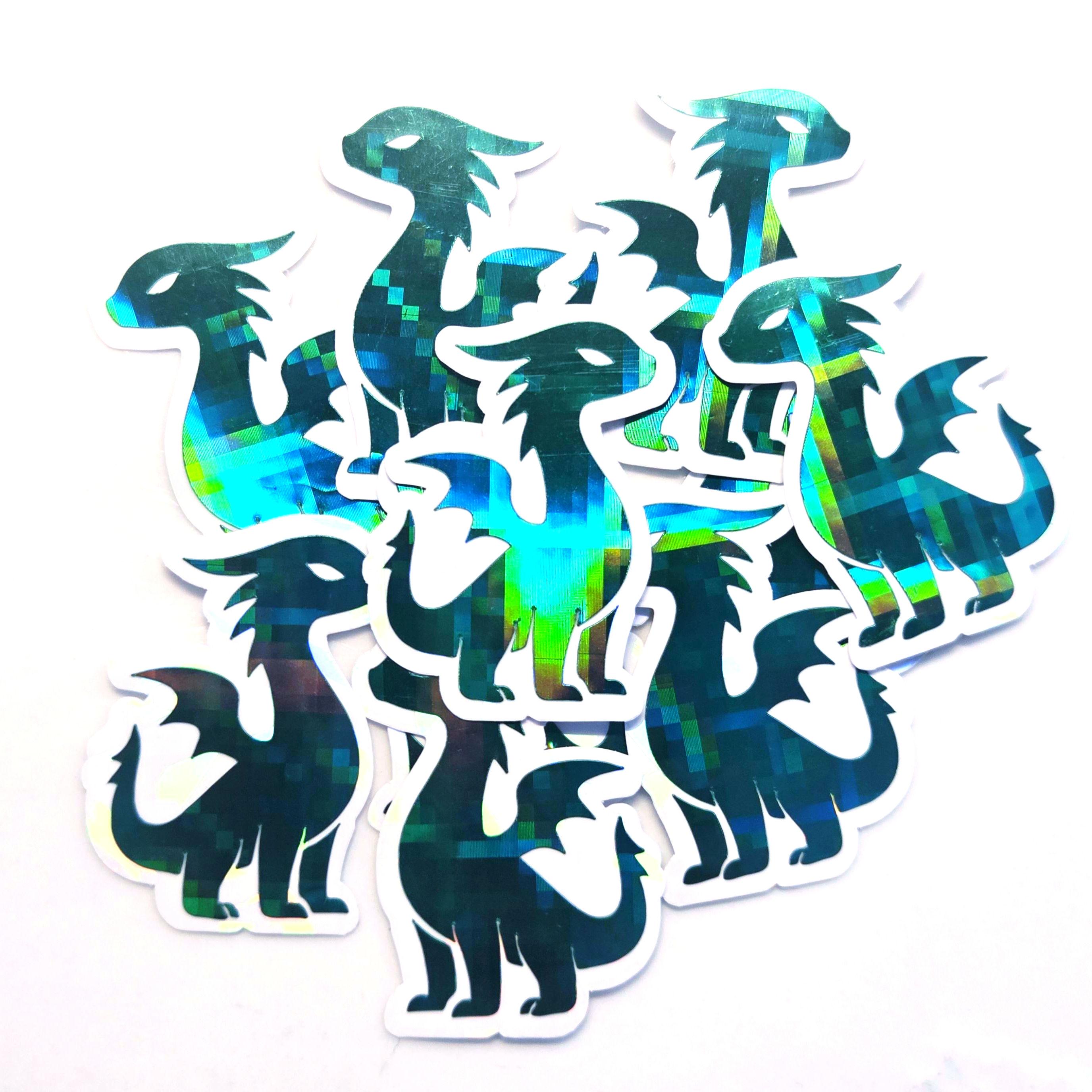 Mini Green Dragon Stickers, Die Cut Sparkly Vinyl Decals, Dragoncore ...