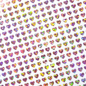 Extra Small Pink Heart Stickers, set of 640 sparkly pink heart stickers for journals, scrapbook pages, notebooks and nail art