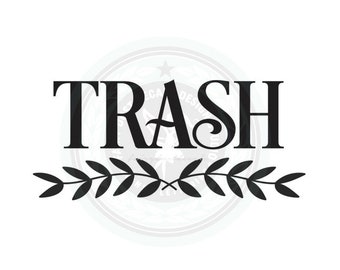 Trash Decal, Vinyl Sticker Label for Trash Can, Garbage Barrel Decal, Trash Vinyl Decal, Trash and Recycle Bin Label, Trash Sign, DECAL ONLY