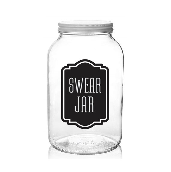 Swear Jar Decal glass canister label curse word money jar | Etsy