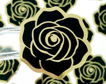 Black Rose Stickers, Set of 15 Stickers Dark Goth Aesthetic Floral decals.