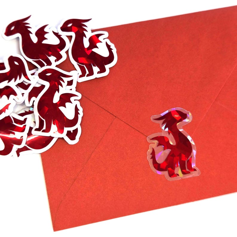 Red Dragons Mini Sticker Set, Sparkly Dragoncore Fantasy Stickers - Etsy