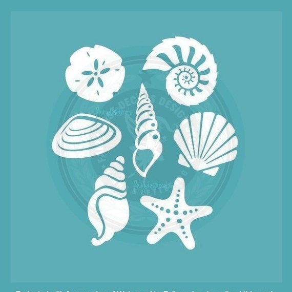 Bathroom Decor Conch Shell Beach Decals Sand Dollar Scallop Shell Nautical Decals Vinyl Wall Decals 22579 Seashells Decals