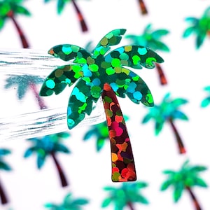 Tropical Palm Tree Sticker Sheet. Set of 48 palm tree vinyl decals. Embellishments for planners, journals, notecards, and scrapbook pages.