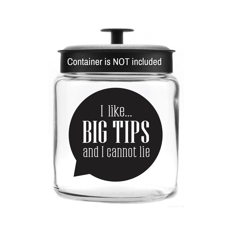 Tip Money Jar Decal Glass Canister Label waitress bartender Etsy