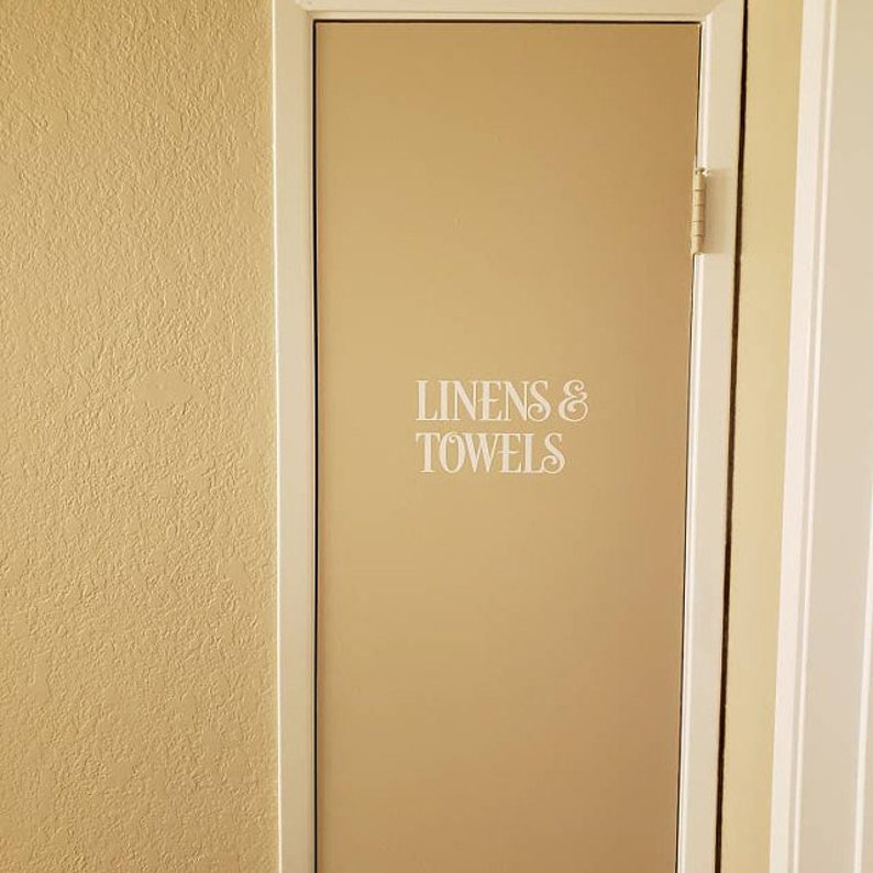 Linens and Towels Decal bathroom closet door sign sticker Etsy
