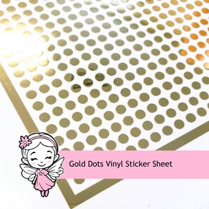 Extra Small Gold Dot Stickers, set of 750 micro sized golden dot vinyl stickers for daily bullet journals, notebooks, cards and crafts.