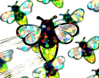 Firefly Stickers, set of 35 lightening bug stickers, sparkling firefly vinyl stickers for mason jars, envelopes, journals and crafts