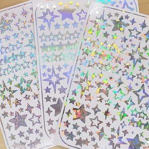 100 Silver star glitter sticker sheet