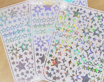 Star Stickers, set of 100 peel and stick kiss cut star stickers for cards, envelopes and journals, glitter or sparkle vinyl star stickers