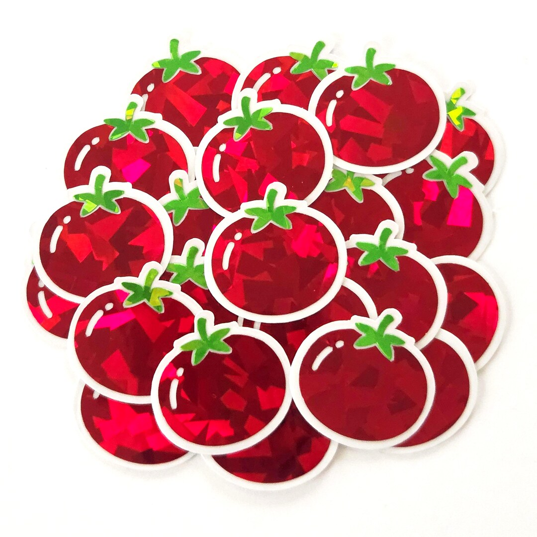 Tomato Sticker Rwards Garden Tomato Sticker Set, Sparkly Summer Vegetable Stickers for ...