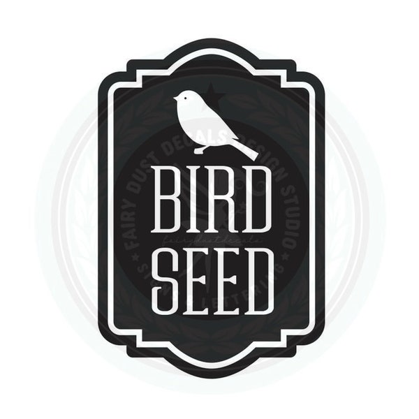 Bird Seed Decal, computer cut vinyl decal, bird seed container label, wild bird feeder seed decal, pantry labels, organized home, DECAL ONLY