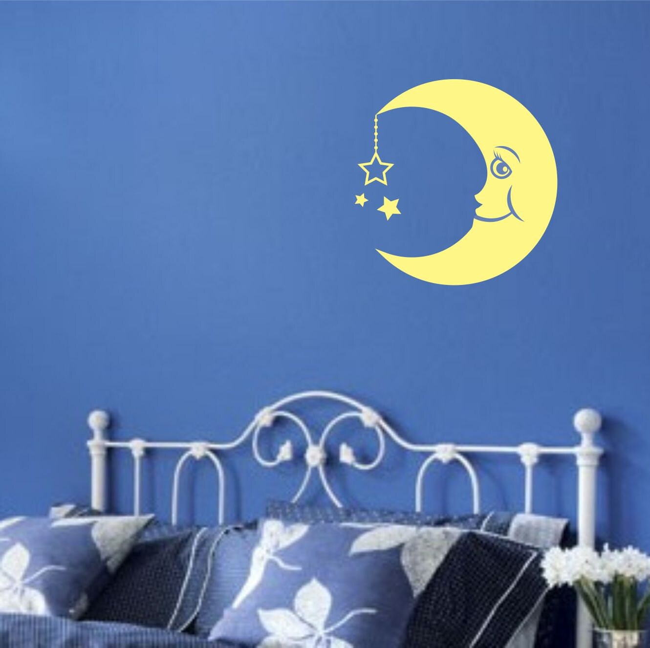 Moon Wall Decal crescent moon and stars vinyl stickers for Etsy