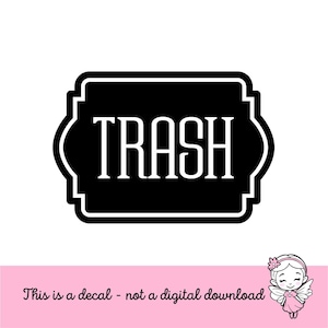 Trash Decal, Sticker for garbage barrel, vinyl decal for trash can, recycling tote decal, eco friendly, zero waste