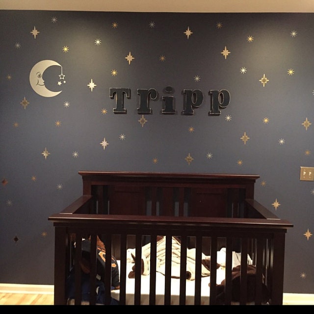 Moon Wall Decal crescent moon and stars vinyl stickers for Etsy